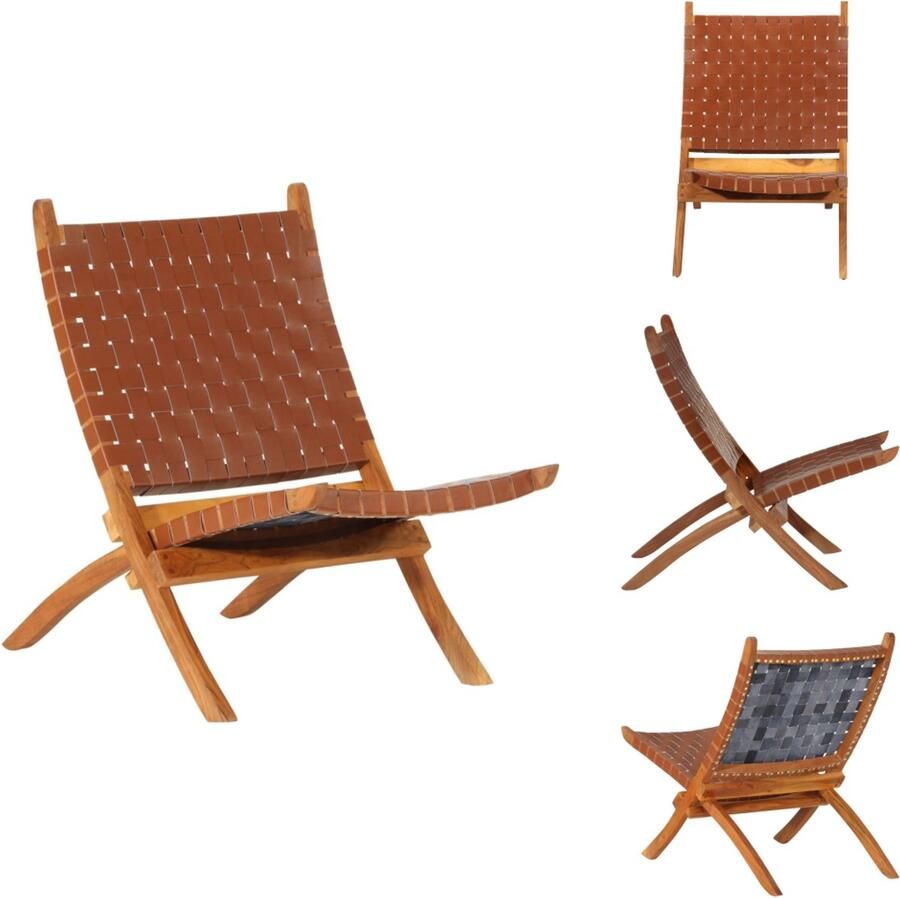 VidaXL Relaxstoel Relaxstoelen Stoel Klapstoel Relaxstoel inklapbaar echt leer bruin