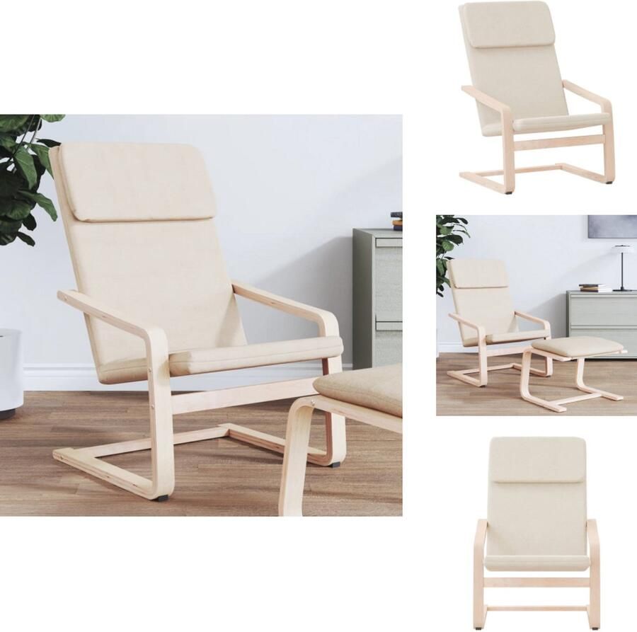 VidaXL Relaxstoel Relaxstoelen Stoel Loungestoel Relaxstoel stof crèmekleurig