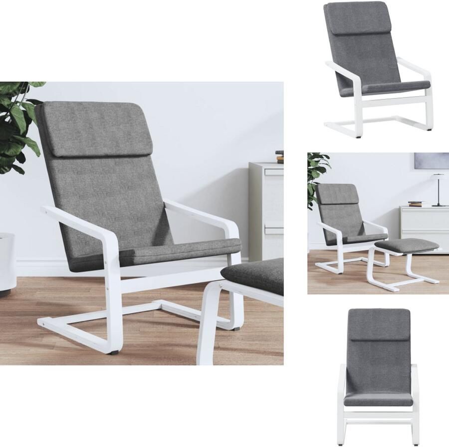 VidaXL Relaxstoel Stof Donkergrijs Comfortabel Design Relaxfauteuil Loungestoel Fauteuils Berghout Donkere Kleuren - Foto 2