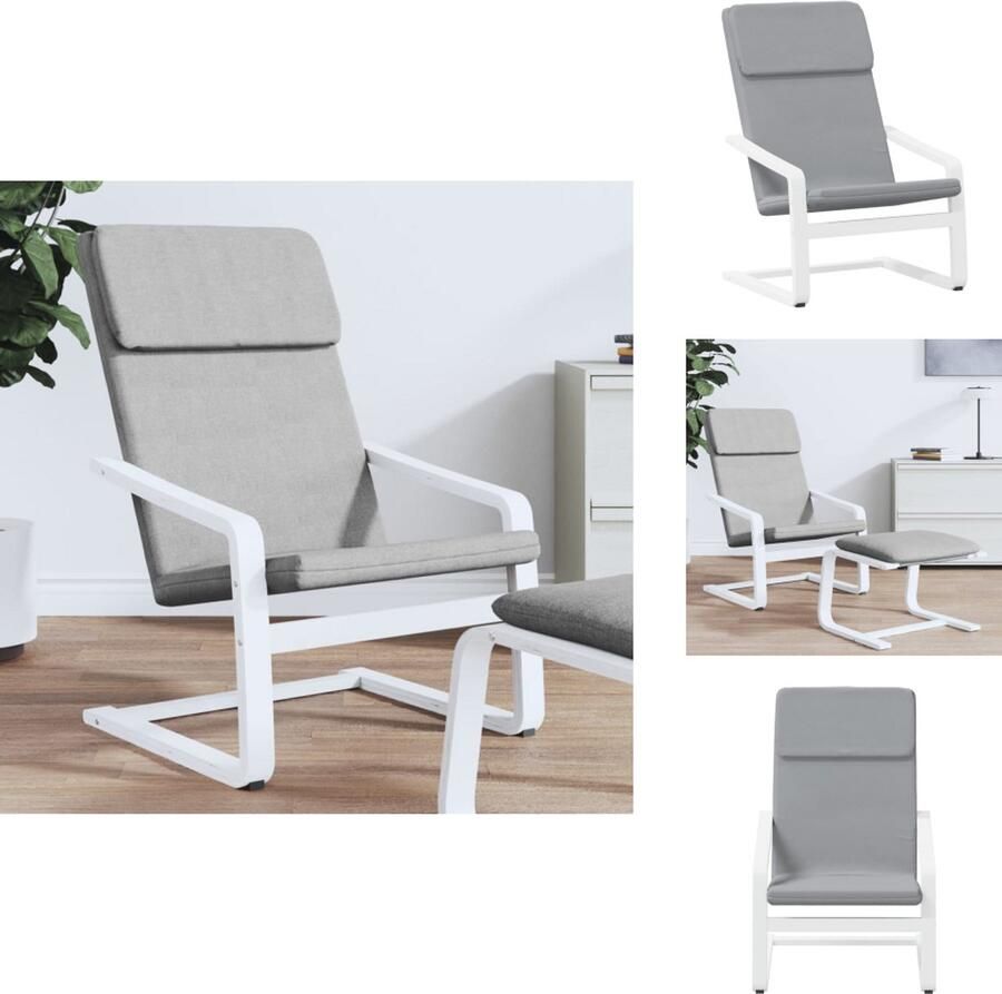VidaXL Relaxstoel Relaxstoelen Stoel Loungestoel Relaxstoel stof lichtgrijs