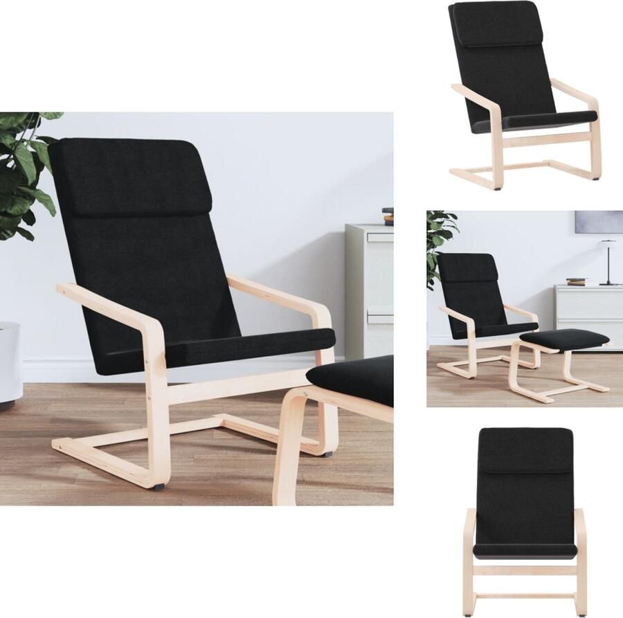 VidaXL Relaxstoel Relaxstoelen Stoel Loungestoel Relaxstoel stof zwart