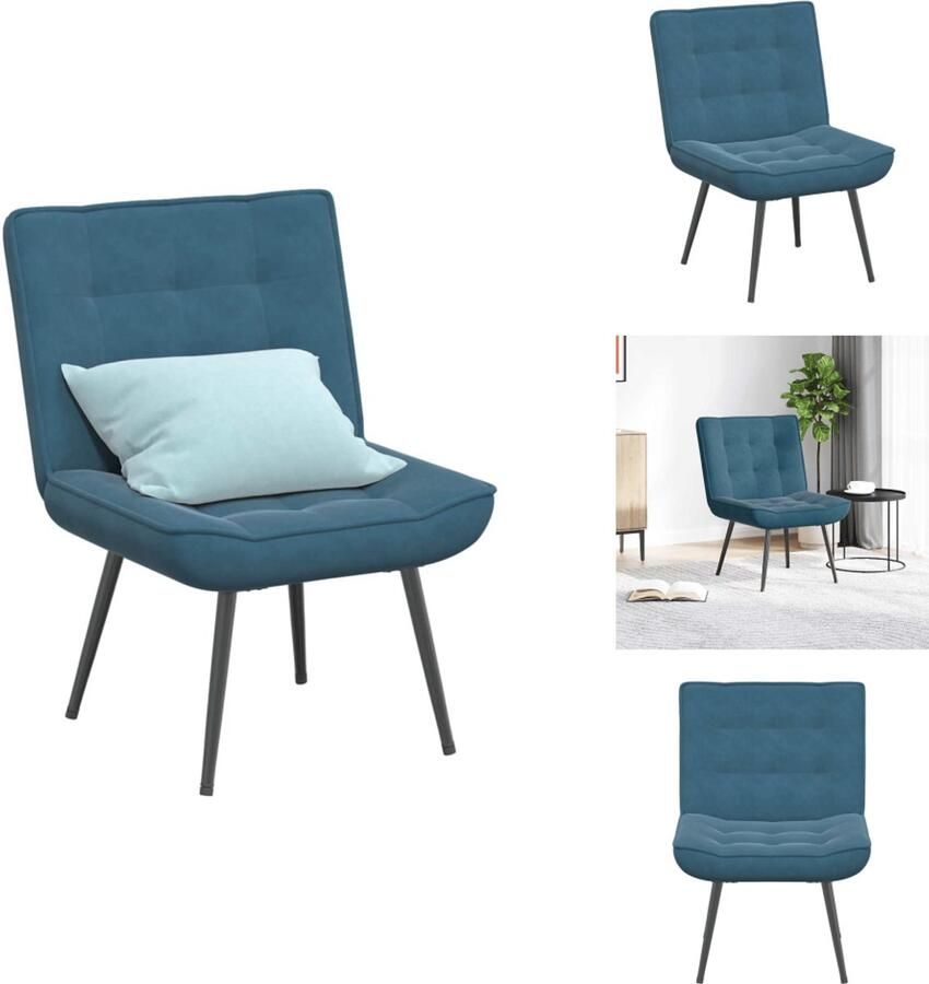 VidaXL Relaxstoel Relaxstoelen Stoel Relaxstoel 64x74x84 cm fluweel blauw