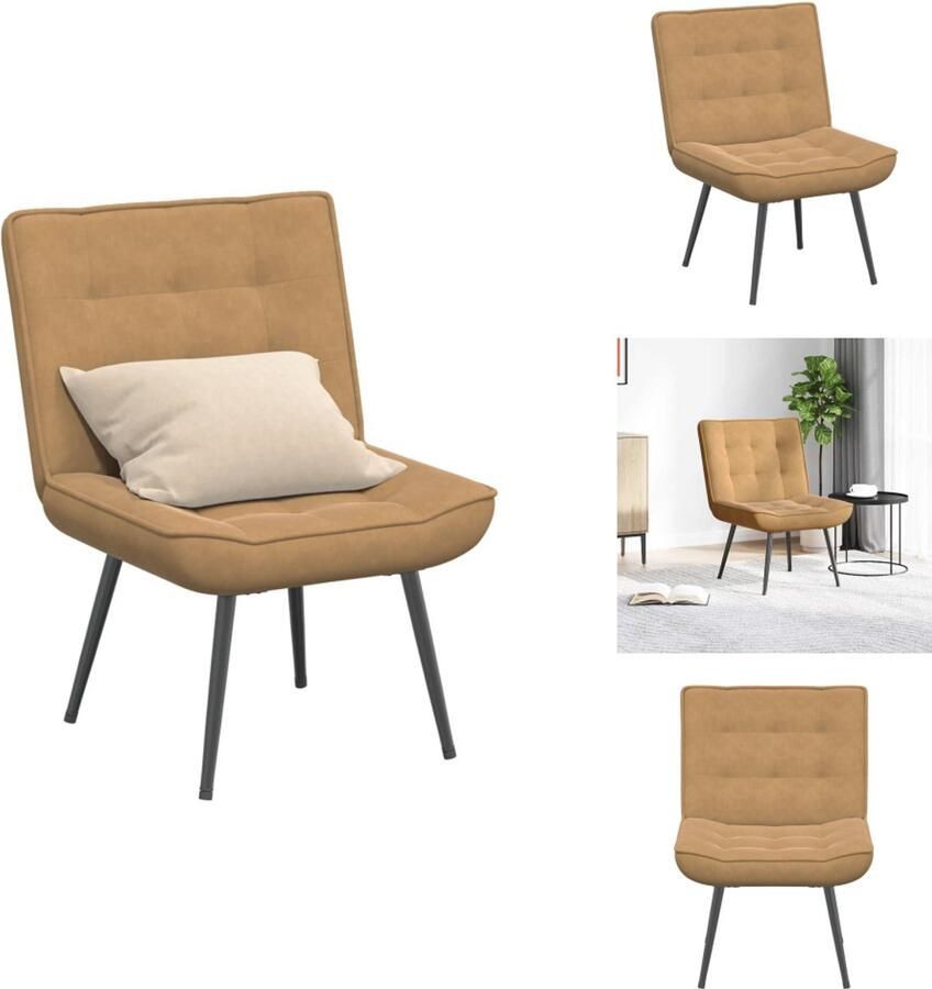 VidaXL Relaxstoel Relaxstoelen Stoel Relaxstoel 64x74x84 cm fluweel bruin - Foto 2