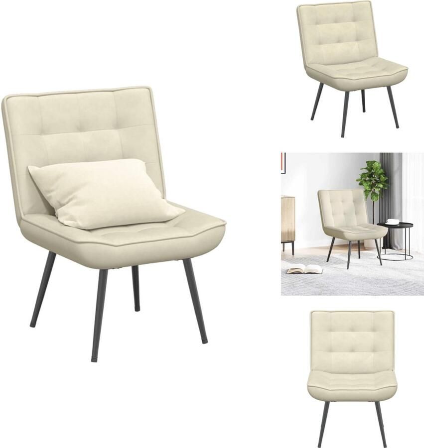 VidaXL Relaxstoel Relaxstoelen Stoel Relaxstoel 64x74x84 cm fluweel crèmekleurig
