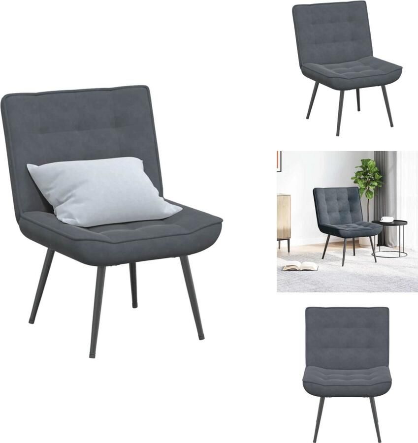 VidaXL Relaxstoel Relaxstoelen Stoel Relaxstoel 64x74x84 cm fluweel donkergrijs