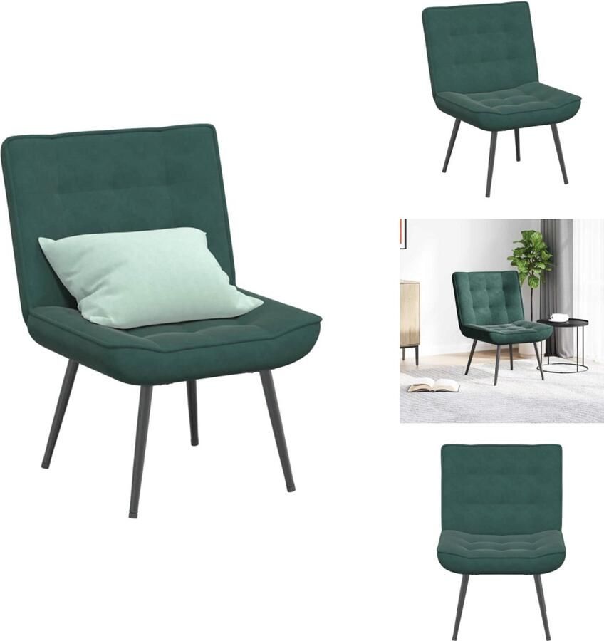 VidaXL Relaxstoel Relaxstoelen Stoel Relaxstoel 64x74x84 cm fluweel donkergroen
