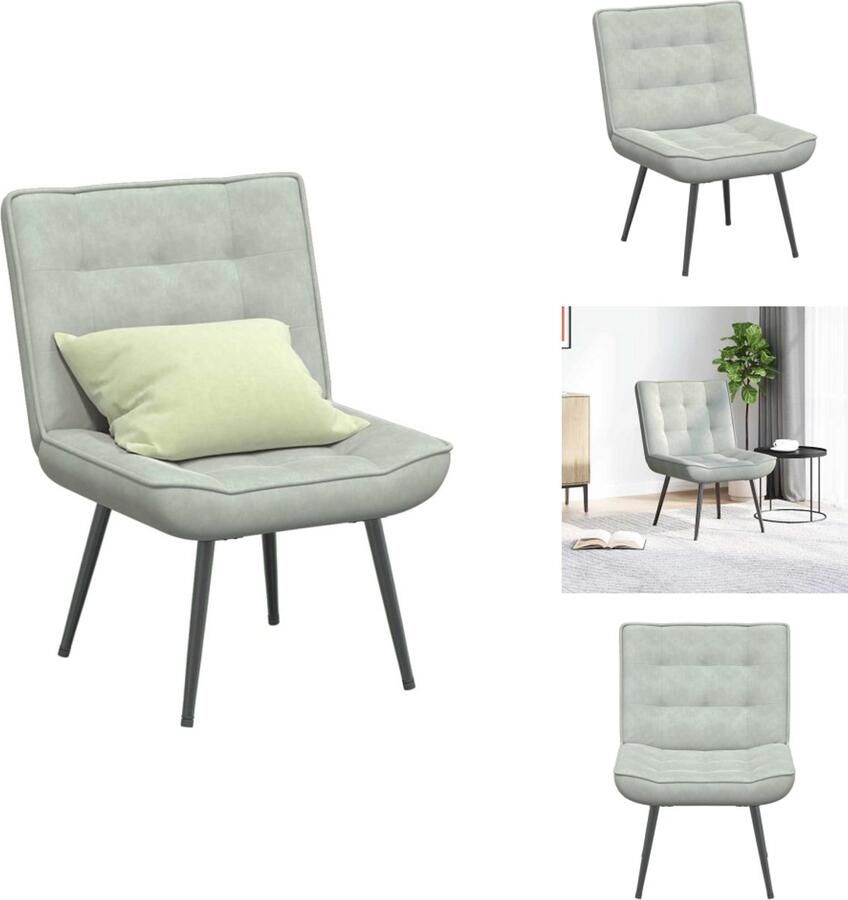 VidaXL Relaxstoel Relaxstoelen Stoel Relaxstoel 64x74x84 cm fluweel lichtgrijs