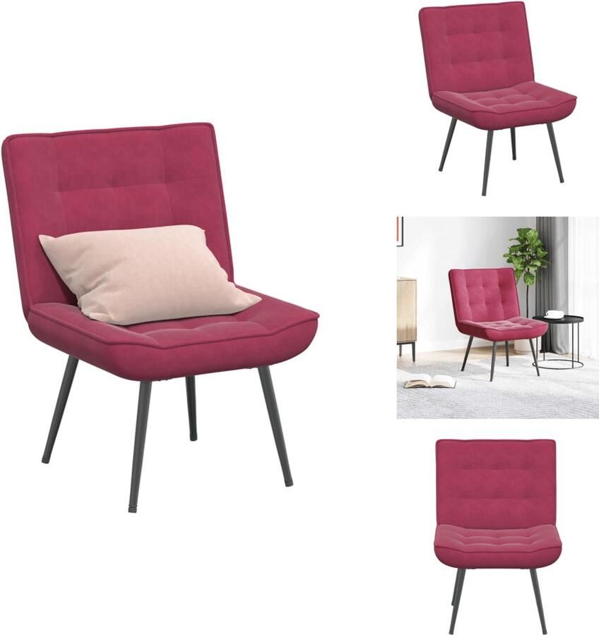 VidaXL Relaxstoel Relaxstoelen Stoel Relaxstoel 64x74x84 cm fluweel wijnrood