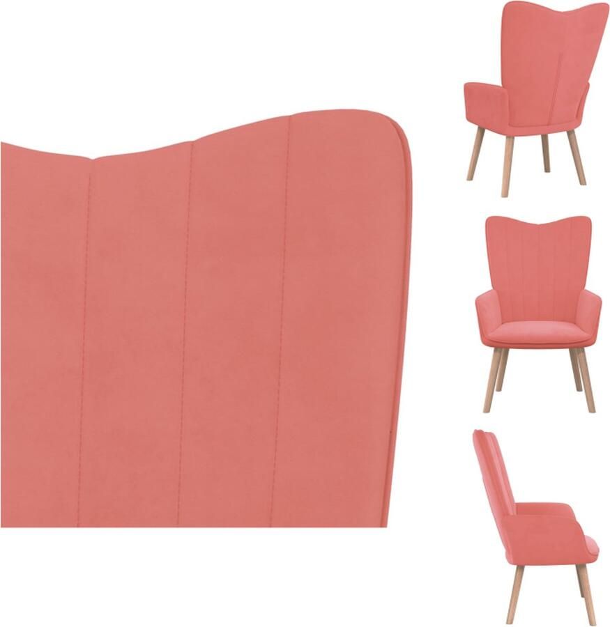 VidaXL Relaxstoel Relaxstoelen Fauteuil Fauteuils Relaxstoel fluweel roze - Foto 2