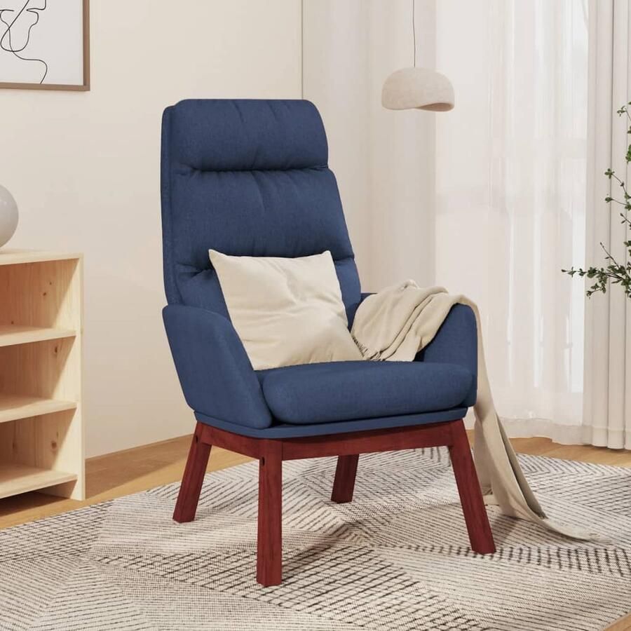 VidaXL Relaxstoel Stof Blauw Comfortabel design Relaxstoel Fauteuils Lounge Chair Comfortabele Stoel Blauwe Stoel Velours Stoel Lederlook Stoel - Foto 2