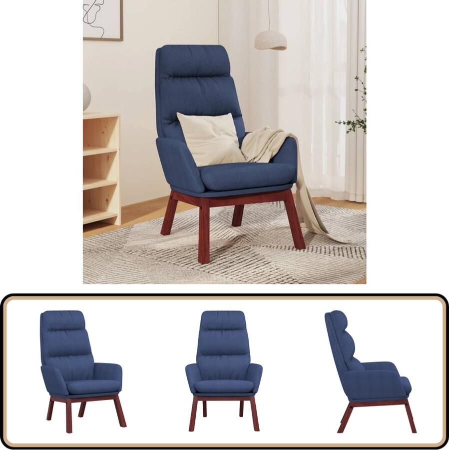 VidaXL Relaxstoel Stof Blauw Comfortabel design Relaxstoel Fauteuils Lounge Chair Comfortabele Stoel Blauwe Stoel Velours Stoel Lederlook Stoel