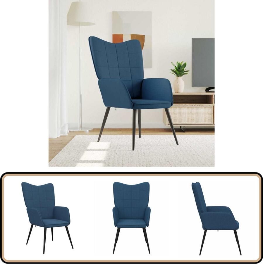 VidaXL Relaxstoel Stof Blauw Comfortabel design Relaxstoel Relaxstoelen Fauteuil Fauteuils