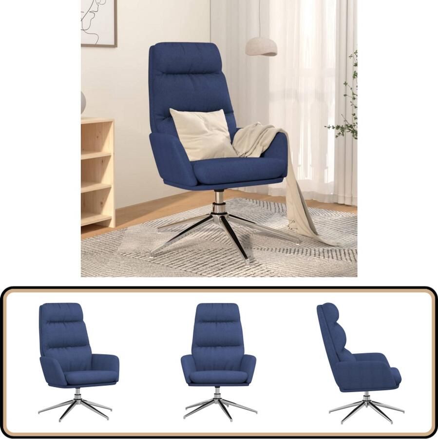 VidaXL Relaxstoel Stof Blauw Draaibaar Ergonomisch Relaxstoel Fauteuils Blauwe Stoffen Meubels Lounge Stoel Comfortabele Stoel