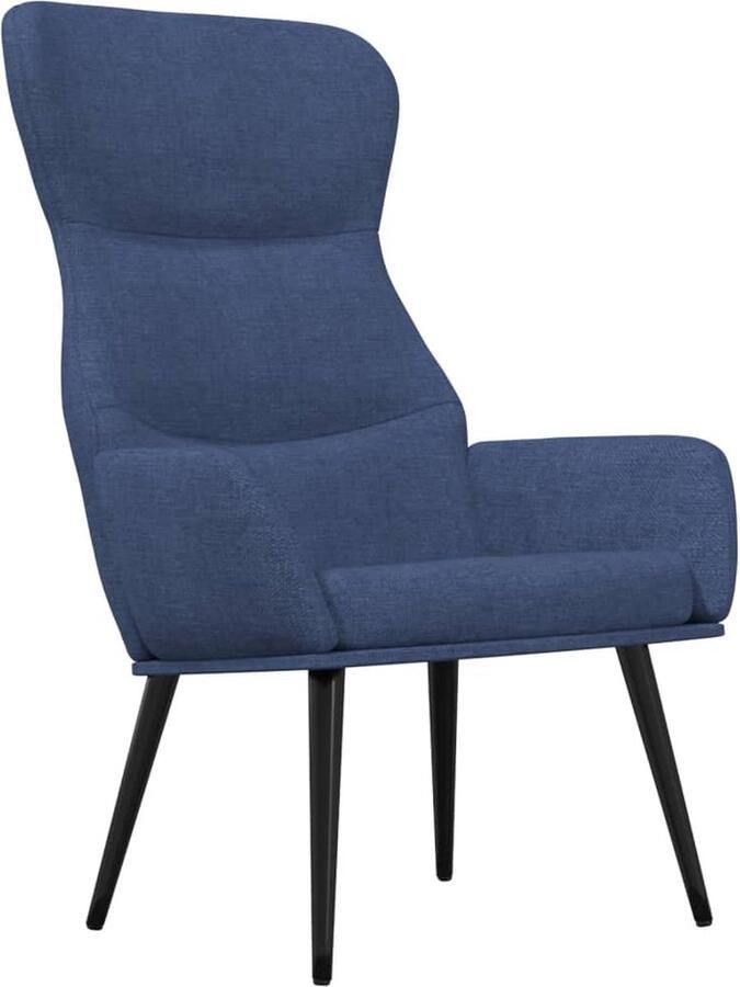 VidaXL Relaxstoel Stof Blauw Ergonomisch design Relaxstoel Fauteuils Blauwe Meubels Stoffen Meubels Lounge Stoel Comfort Stoel Leesstoel Woonkamer Meubilair Interieur Design - Foto 2