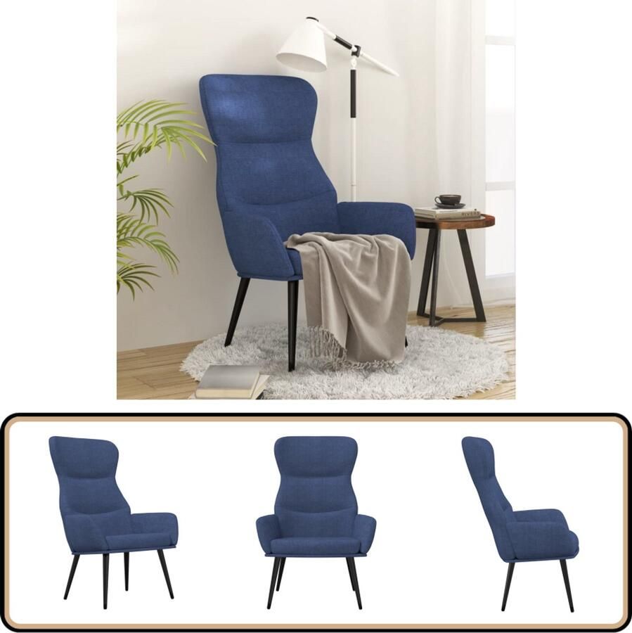 VidaXL Relaxstoel Stof Blauw Ergonomisch design Relaxstoel Fauteuils Blauwe Meubels Stoffen Meubels Lounge Stoel Comfort Stoel Leesstoel Woonkamer Meubilair Interieur Design