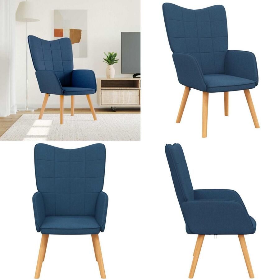 VidaXL Relaxstoel stof blauw Relaxstoel Relaxstoelen Fauteuil Fauteuils