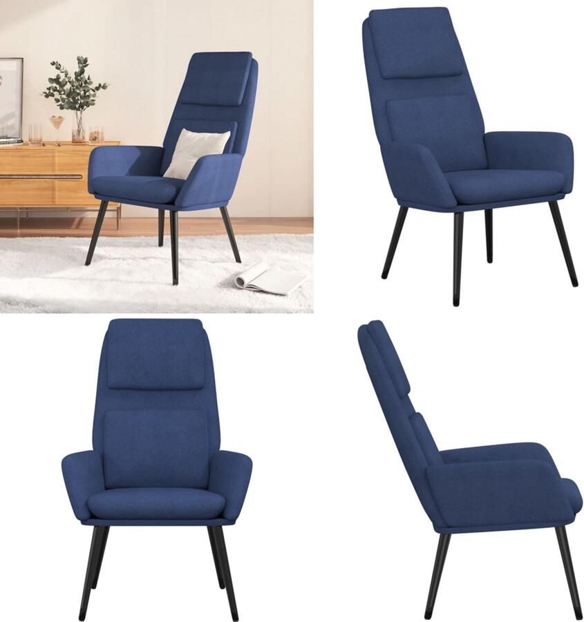 VidaXL Relaxstoel stof blauw Relaxstoel Relaxstoelen Fauteuil Relaxfauteuil