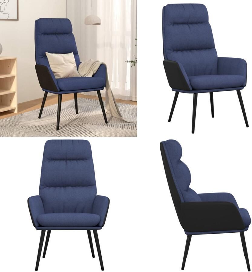 VidaXL Relaxstoel stof blauw Relaxstoel Relaxstoelen Fauteuil Relaxfauteuil