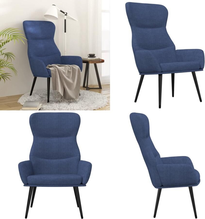 VidaXL Relaxstoel stof blauw Relaxstoel Relaxstoelen Fauteuil Relaxfauteuil