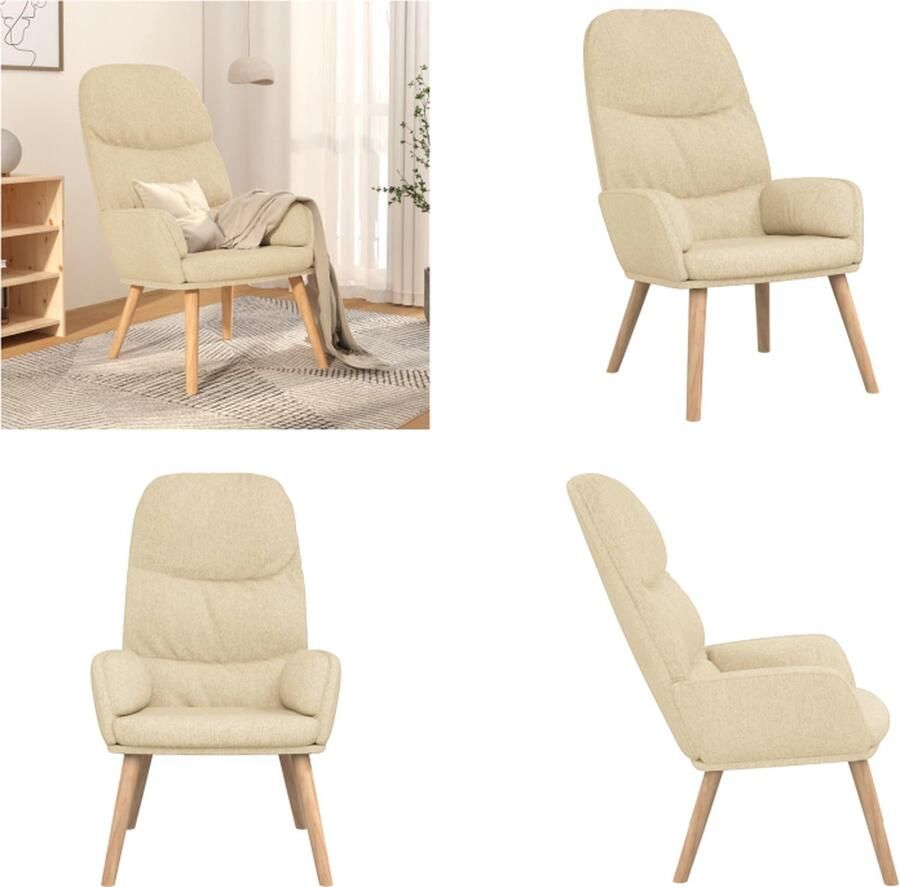 VidaXL Relaxstoel stof crèmekleurig Relaxstoel Relaxstoelen Fauteuil Relaxfauteuil - Foto 2