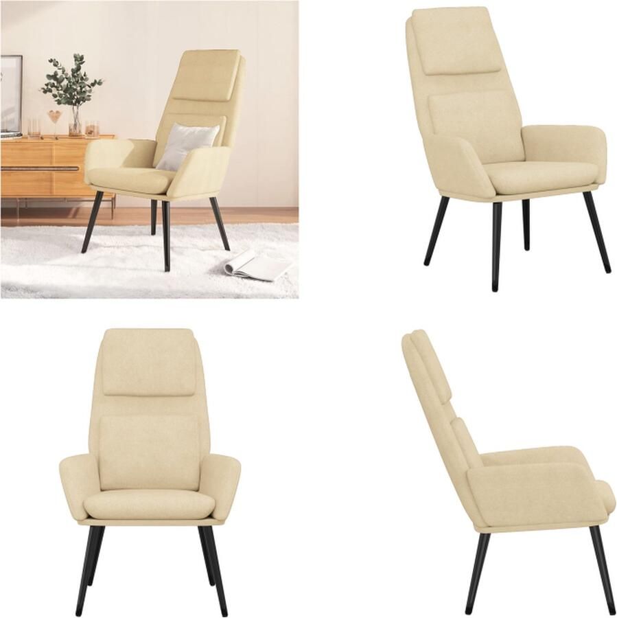 VidaXL Relaxstoel stof crèmekleurig Relaxstoel Relaxstoelen Fauteuil Relaxfauteuil - Foto 2
