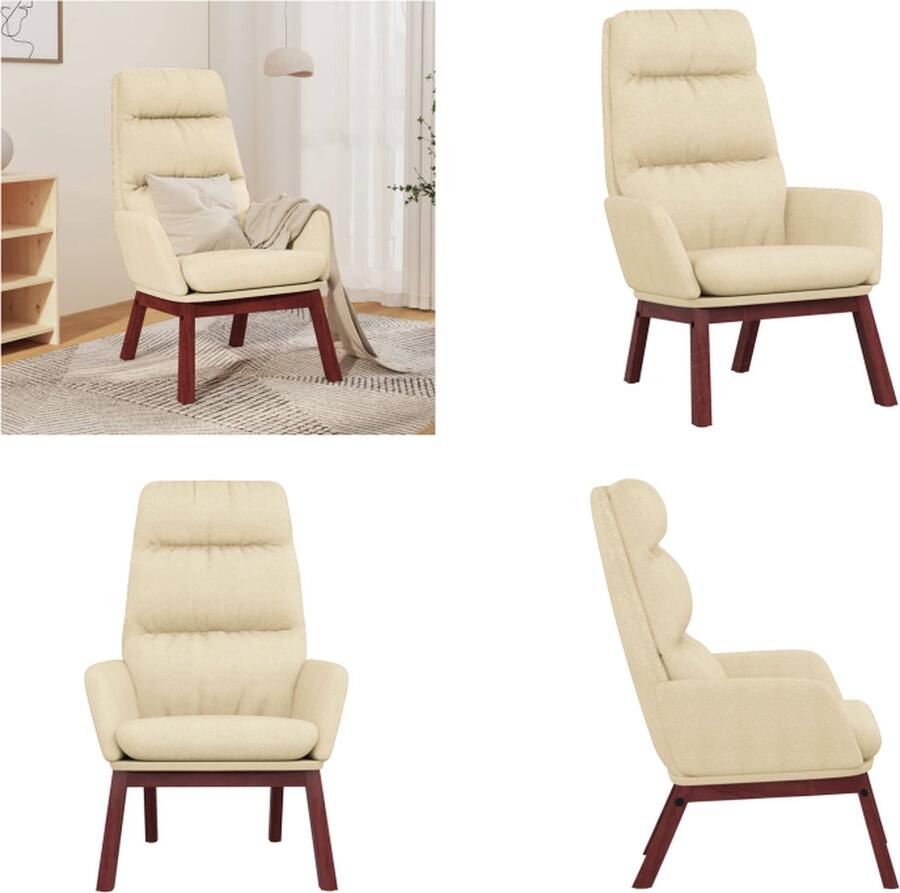 VidaXL Relaxstoel stof crèmekleurig Relaxstoel Relaxstoelen Fauteuil Relaxfauteuil