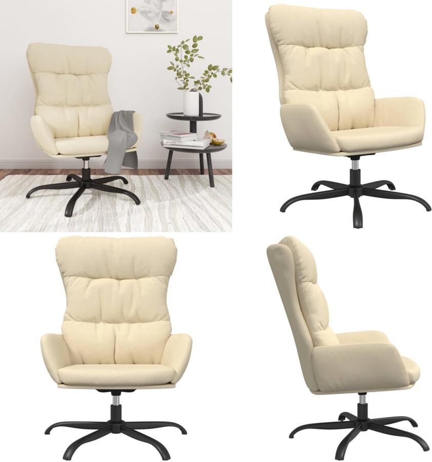 VidaXL Relaxstoel stof crèmekleurig Relaxstoel Relaxstoelen Fauteuil Relaxfauteuil