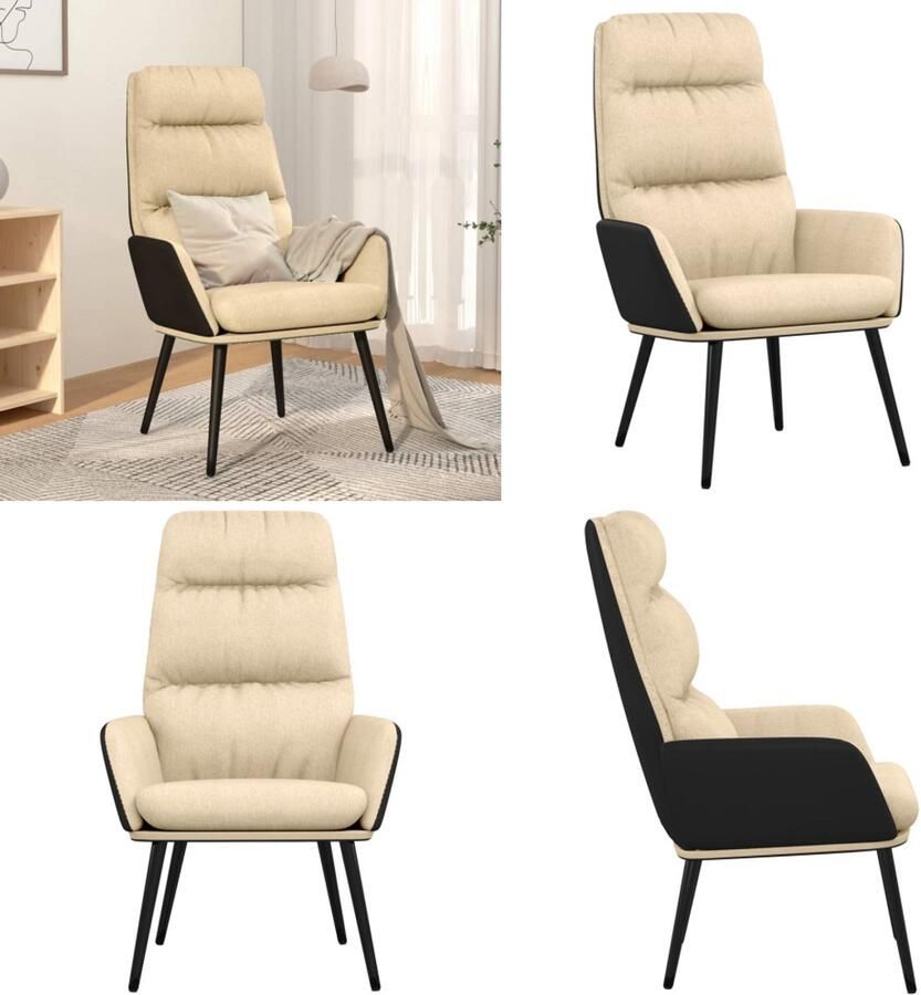 VidaXL Relaxstoel stof crèmekleurig Relaxstoel Relaxstoelen Fauteuil Relaxfauteuil