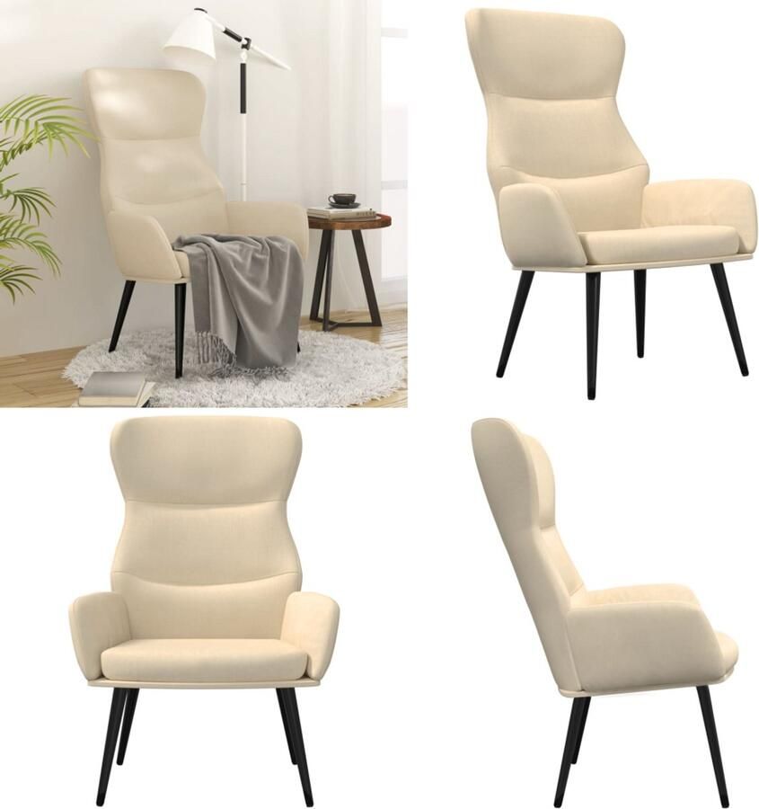 VidaXL Relaxstoel stof crèmekleurig Relaxstoel Relaxstoelen Fauteuil Relaxfauteuil