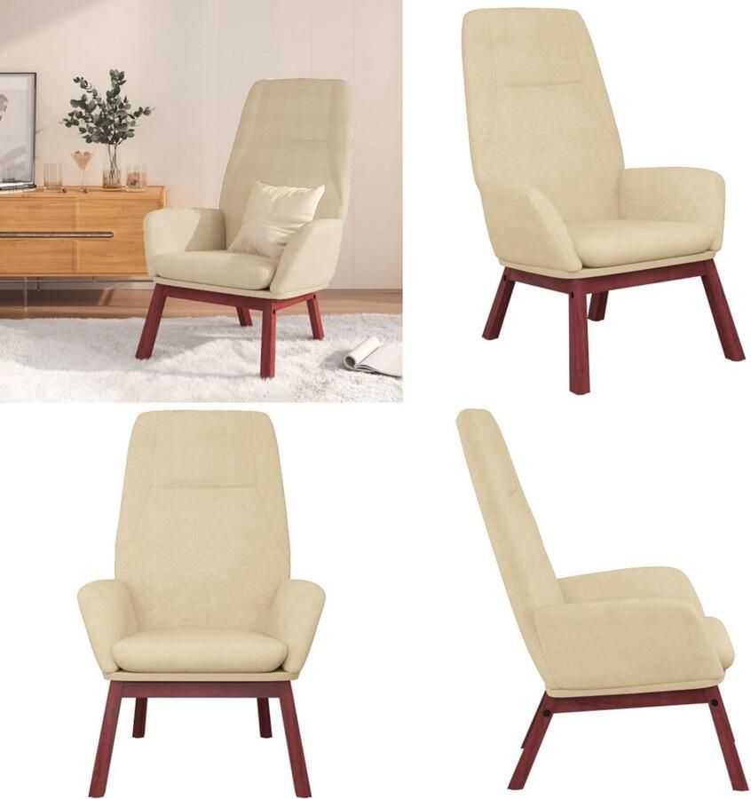 VidaXL Relaxstoel stof crèmekleurig Relaxstoel Relaxstoelen Fauteuil Relaxfauteuil - Foto 2