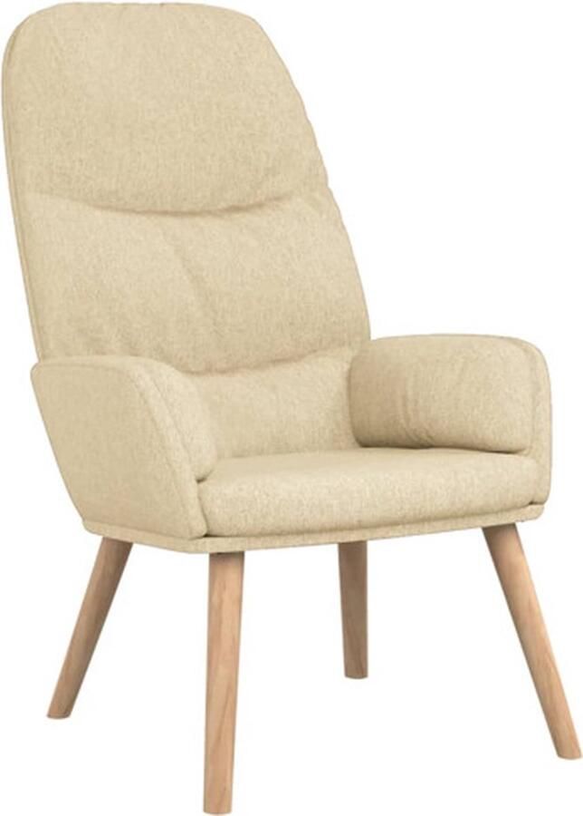 VidaXL Relaxstoel stof crèmekleurig Relaxstoel Relaxstoelen Fauteuil Relaxfauteuil