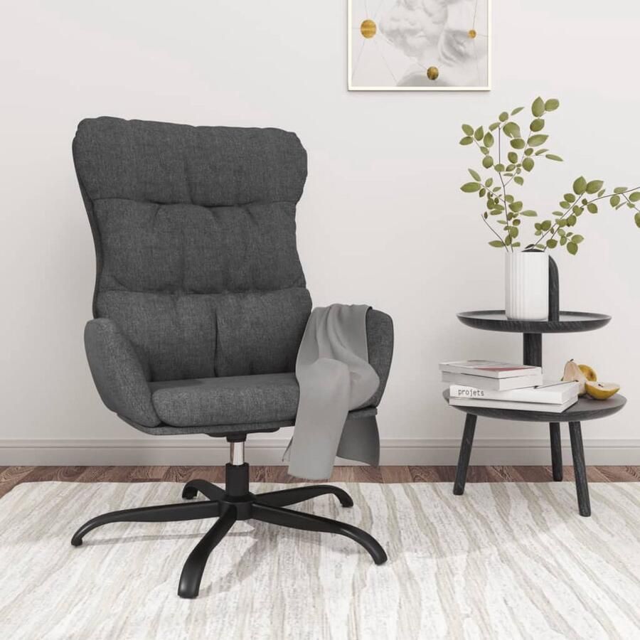 VidaXL Relaxstoel Stof Donkergrijs 360Â° Draaibaar Relaxstoel Fauteuils Lounge Chair Donkere Kleuren Grijs Meubilair Ergonomische Stoel Thuiskantoor Huiskamerdecor - Foto 2