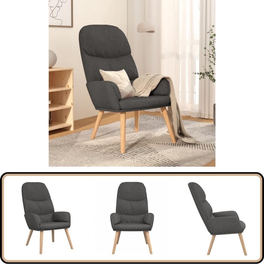VidaXL Relaxstoel Stof Donkergrijs Comfortabel Relaxfauteuil Fauteuils Lounge Chair Donker Grijs Meubilair Comfort Stoel