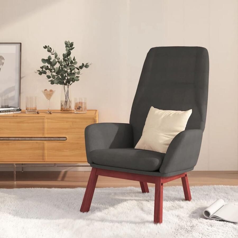 VidaXL Relaxstoel Stof Donkergrijs Comfortabel Relaxstoel Donkere Grijze Fauteuil Lounge Stoel Comfortabele Stoel Fauteuils Voor Binnen Loungestoel Tuinstoel Leesstoel Ergonomische Stoel Design Fauteuil - Foto 2