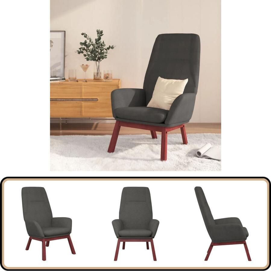 VidaXL Relaxstoel Stof Donkergrijs Comfortabel Relaxstoel Donkere Grijze Fauteuil Lounge Stoel Comfortabele Stoel Fauteuils Voor Binnen Loungestoel Tuinstoel Leesstoel Ergonomische Stoel Design Fauteuil