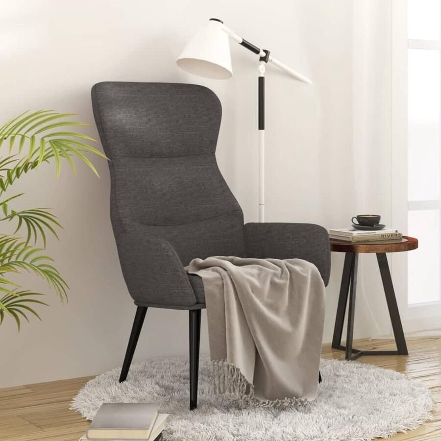 VidaXL Relaxstoel Stof Donkergrijs Comfortabel Relaxstoel Fauteuils Lounge Chair Comfortabele Stoel Grijs Meubilair Donkere Kleuren Woonkamer Meubels Tuin Meubel Buitenkamer - Foto 2