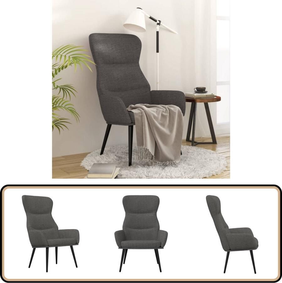 VidaXL Relaxstoel Stof Donkergrijs Comfortabel Relaxstoel Fauteuils Lounge Chair Comfortabele Stoel Grijs Meubilair Donkere Kleuren Woonkamer Meubels Tuin Meubel Buitenkamer