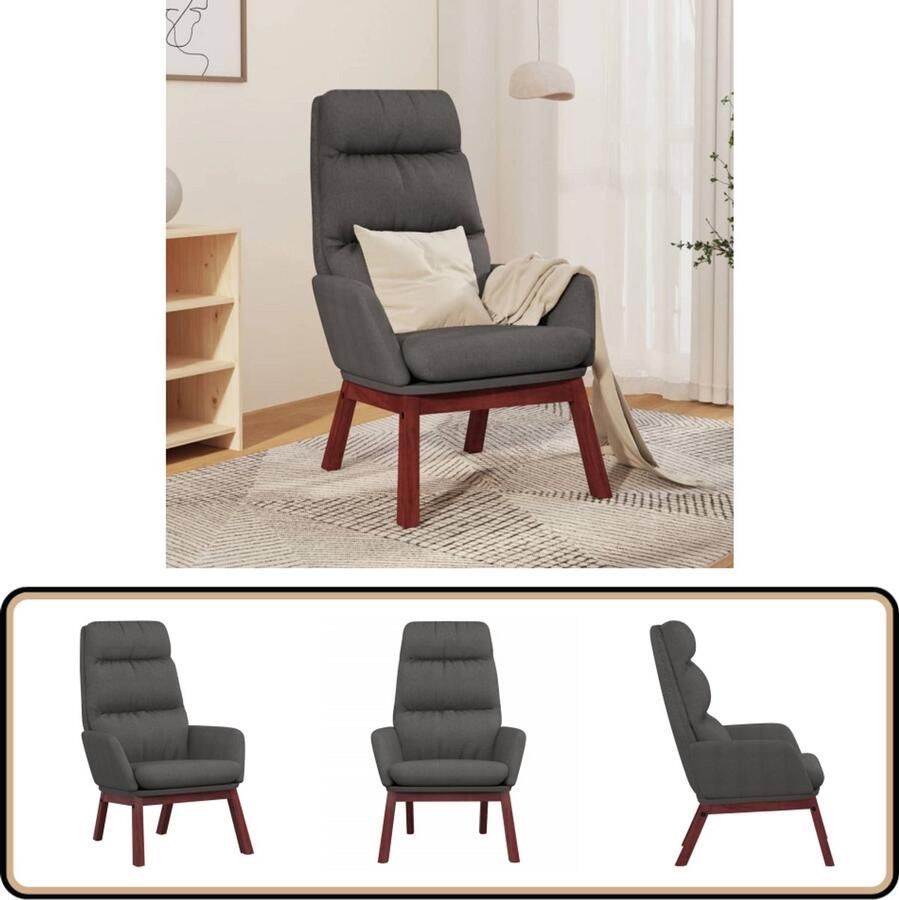 VidaXL Relaxstoel Stof Donkergrijs Comfortabel Relaxstoel Fauteuils Lounge Chair Grijs Meubilair Comfortabel Zitten