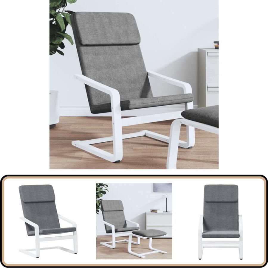VidaXL Relaxstoel Stof Donkergrijs Modern Design Relaxfauteuil Loungestoel Fauteuils Donkere Kleuren Houten Poten