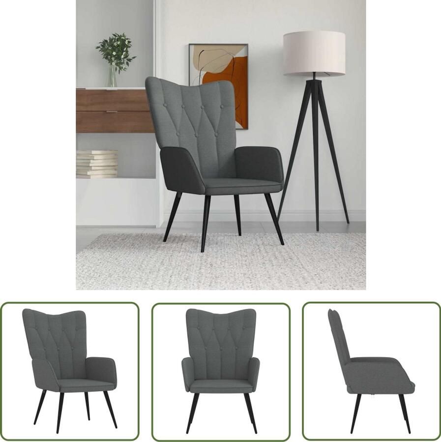 VidaXL Relaxstoel Stof Donkergrijs Relaxstoel Fauteuils Lounge Stoel Donker Grijs Meubilair Comfortabele Stoel Woonkamer Meubels Living Room Furniture Moderne Stoel Elegante Stoel