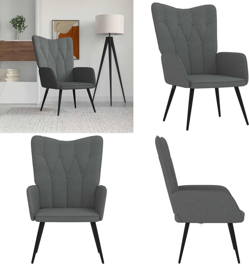 VidaXL Relaxstoel stof donkergrijs Relaxstoel Relaxstoelen Fauteuil Fauteuils