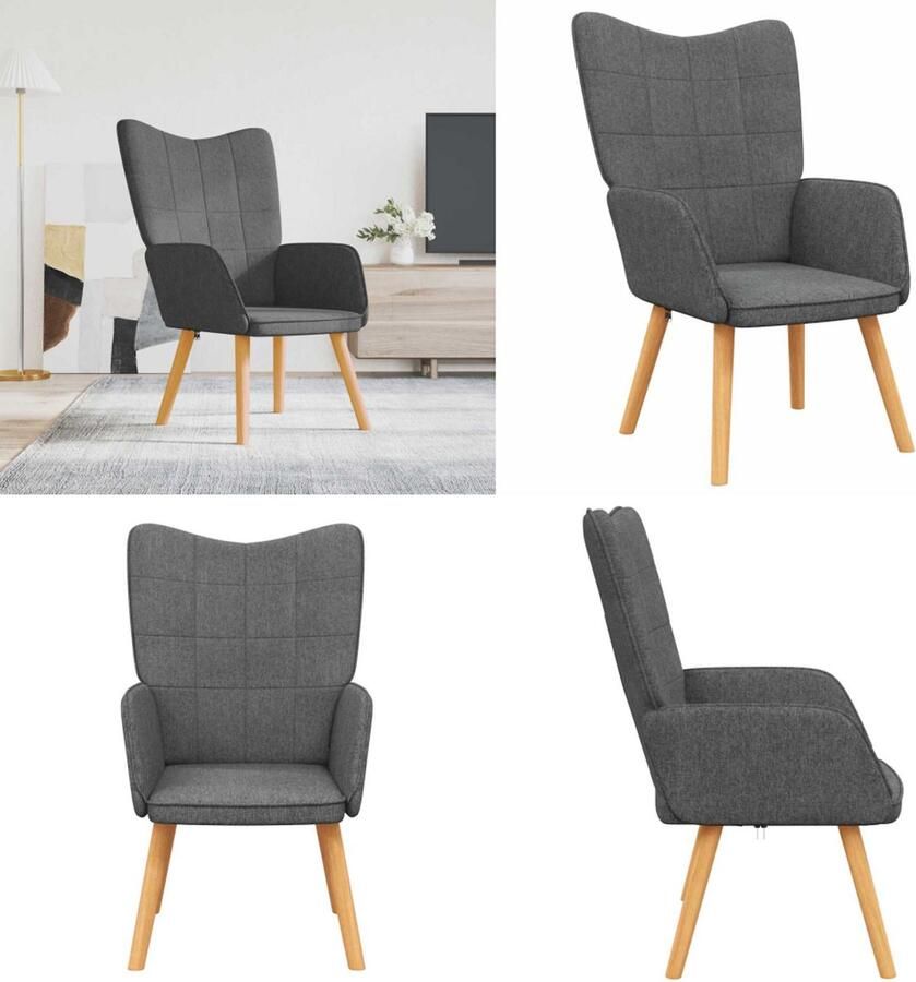 VidaXL Relaxstoel stof donkergrijs Relaxstoel Relaxstoelen Fauteuil Fauteuils