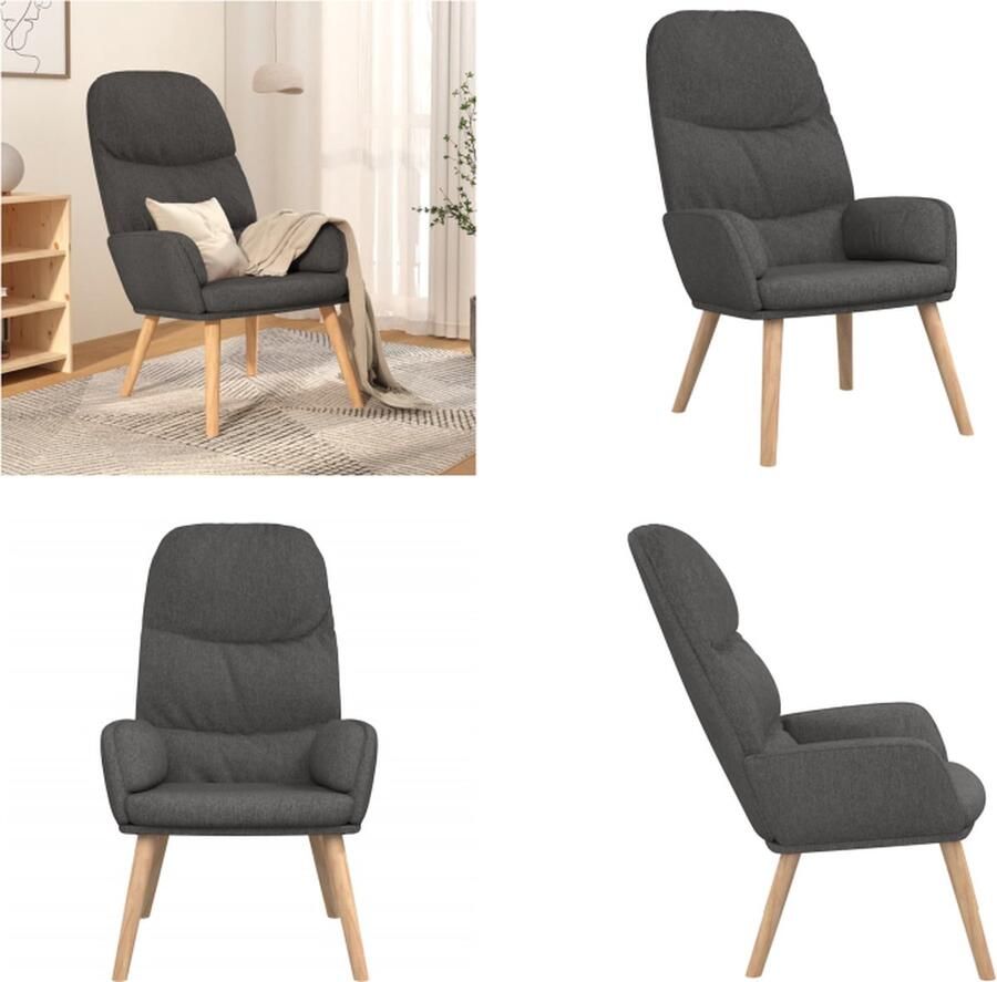 VidaXL Relaxstoel stof donkergrijs Relaxstoel Relaxstoelen Fauteuil Relaxfauteuil - Foto 2