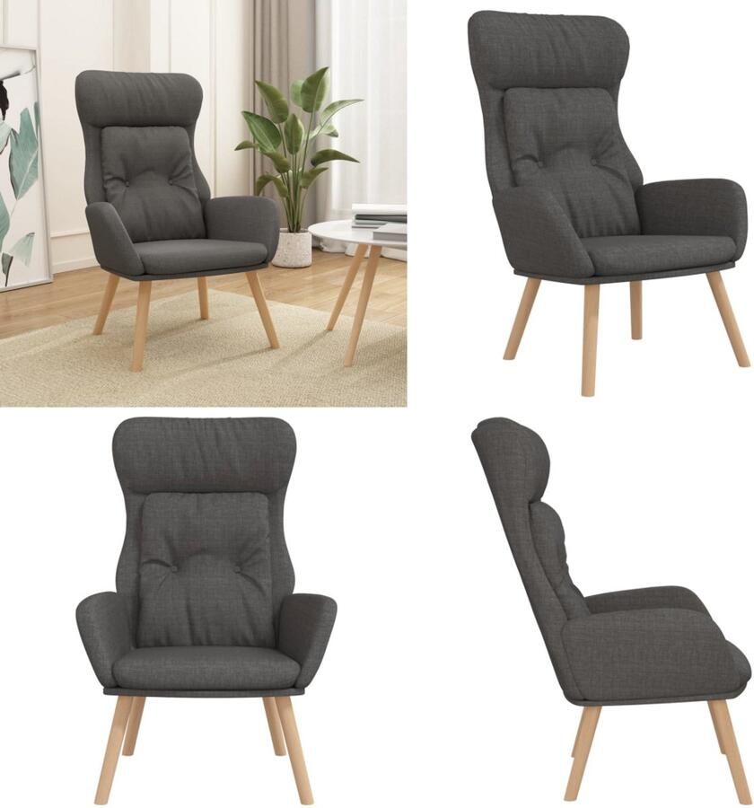 VidaXL Relaxstoel stof donkergrijs Relaxstoel Relaxstoelen Fauteuil Relaxfauteuil