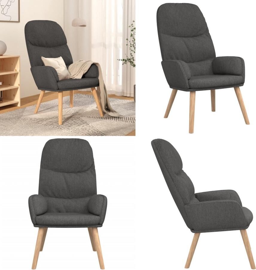 VidaXL Relaxstoel stof donkergrijs Relaxstoel Relaxstoelen Fauteuil Relaxfauteuil