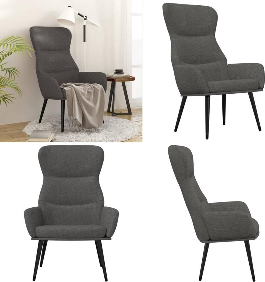 VidaXL Relaxstoel stof donkergrijs Relaxstoel Relaxstoelen Fauteuil Relaxfauteuil