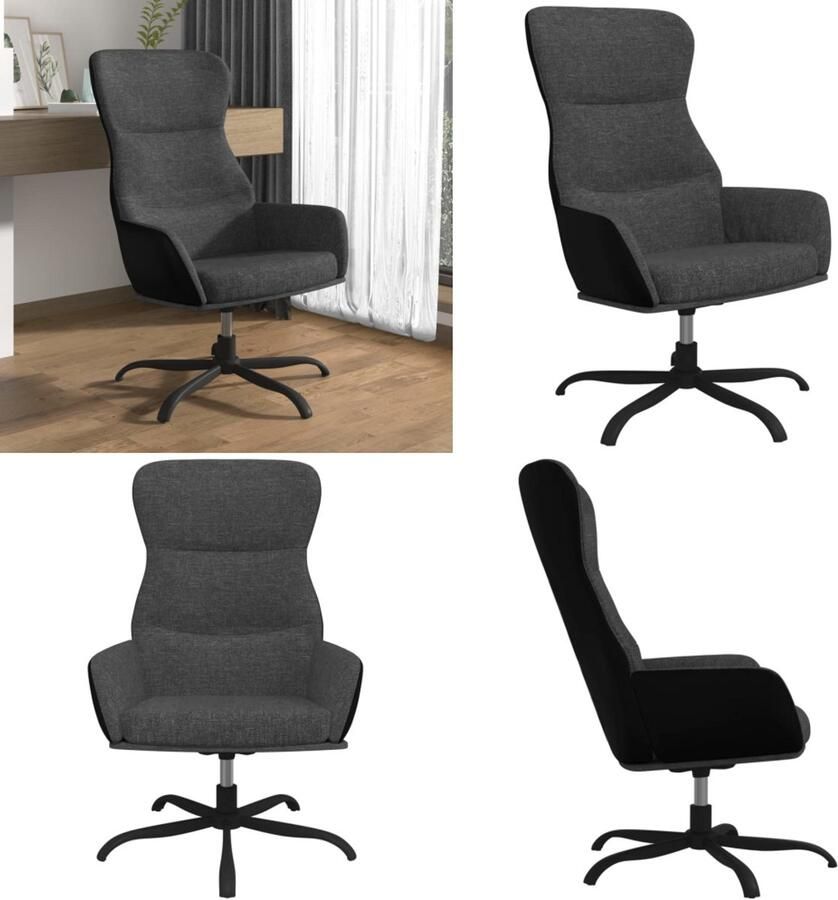 VidaXL Relaxstoel stof donkergrijs Relaxstoel Relaxstoelen Fauteuil Relaxfauteuil