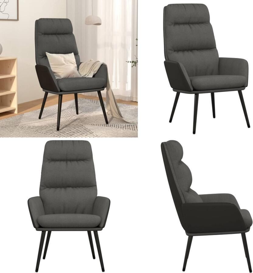 VidaXL Relaxstoel stof donkergrijs Relaxstoel Relaxstoelen Fauteuil Relaxfauteuil