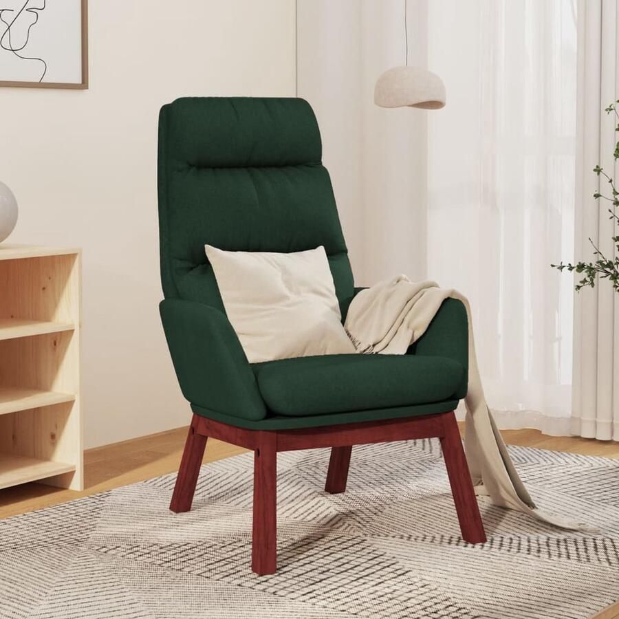 VidaXL Relaxstoel Stof Donkergroen Ergonomisch Relaxfauteuil Fauteuils Lounge Stoel Donkere Groene Fauteuil Comfortabele Fauteuil Stoffen Fauteuil Design Fauteuil Leesfauteuil Tv Fauteuil - Foto 2
