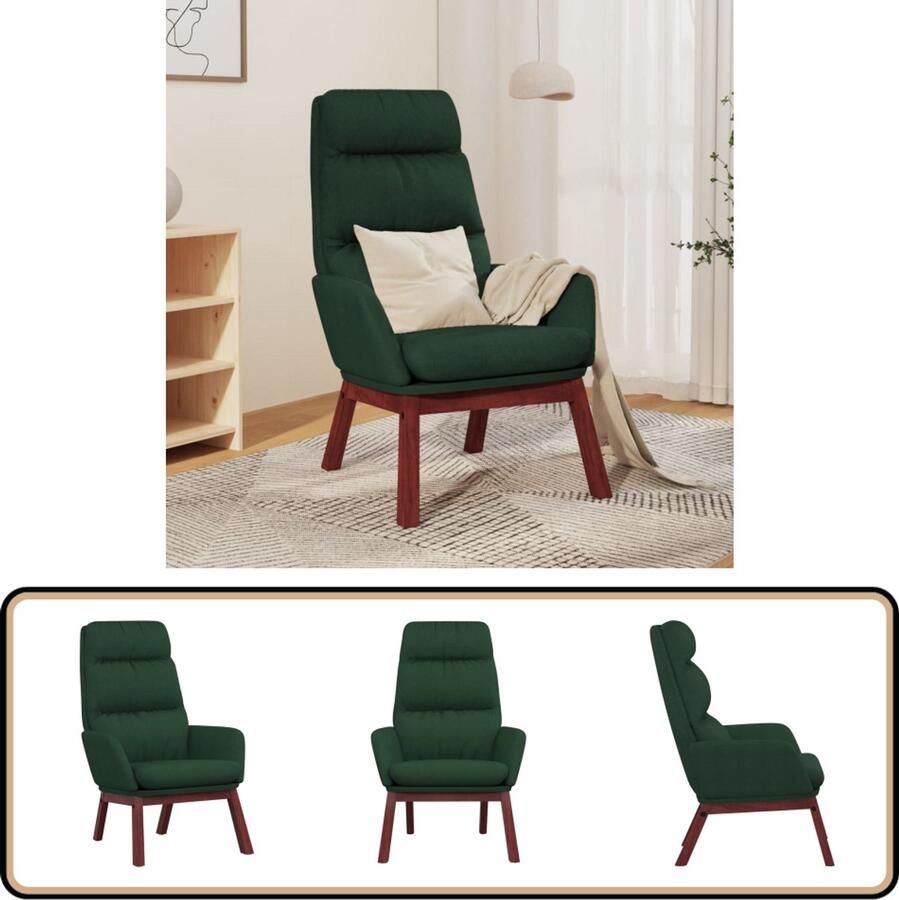 VidaXL Relaxstoel Stof Donkergroen Ergonomisch Relaxfauteuil Fauteuils Lounge Stoel Donkere Groene Fauteuil Comfortabele Fauteuil Stoffen Fauteuil Design Fauteuil Leesfauteuil Tv Fauteuil
